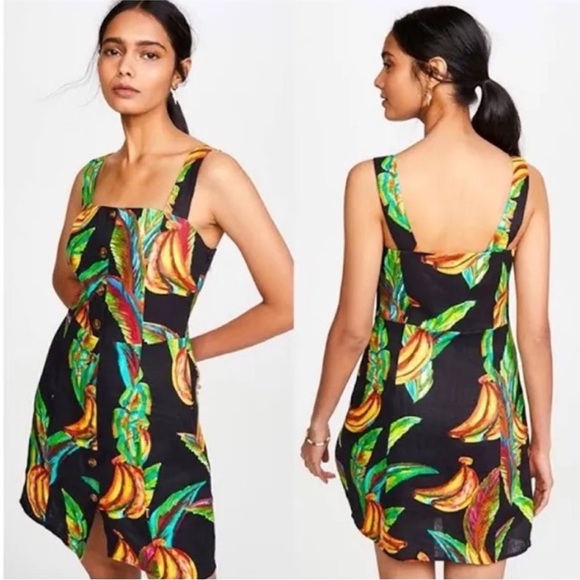 FARM Rio | Preta Black Linen Banana Dress - Picture 1 of 7